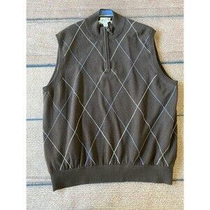 Fairway & Greene Italian Merino Wool 1/4 Zip Wind Lined Vest Mens Size L , Golf